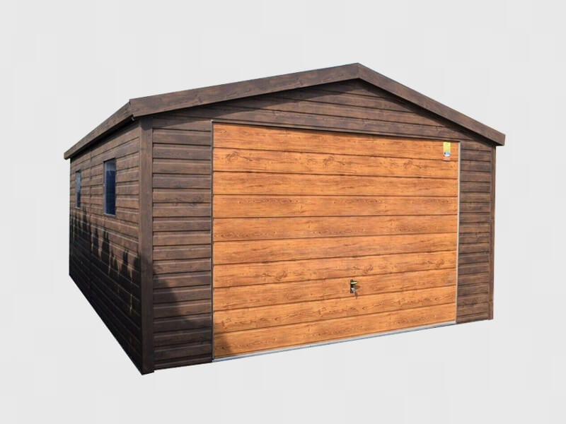 Fertiggarage aus Polen 4×5 m in Holzoptik