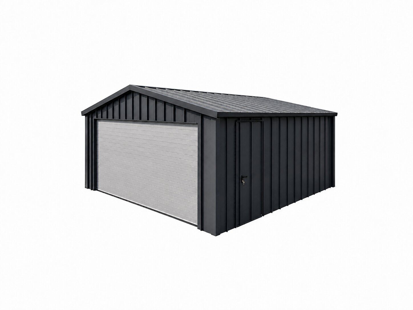Moderne Fertiggarage 6×6 Meter mit weißem Sektionaltor