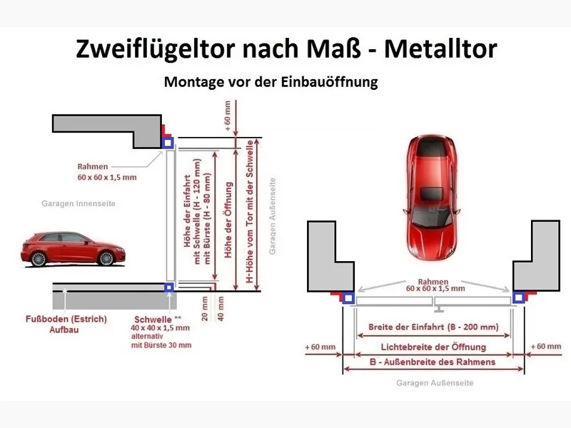 Garagen Zweifluegeltor nach Mass Montage