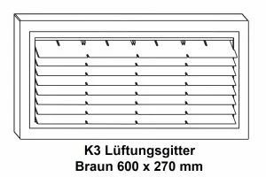 K3 Luftunsgitter Braun 600 x 270 mm