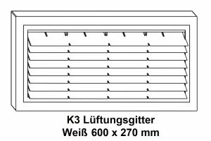 K3 Lüftunsgitter Weiß 600 x 270 mm