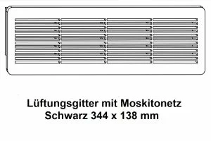 Lüftunsgitter mit Moskitonetz Schwarz 344 x 138 mm