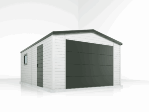 Fertiggarage 4×6 m kaufen – Metallgarage Garage mit Sektionaltor & elektrischem Antrieb