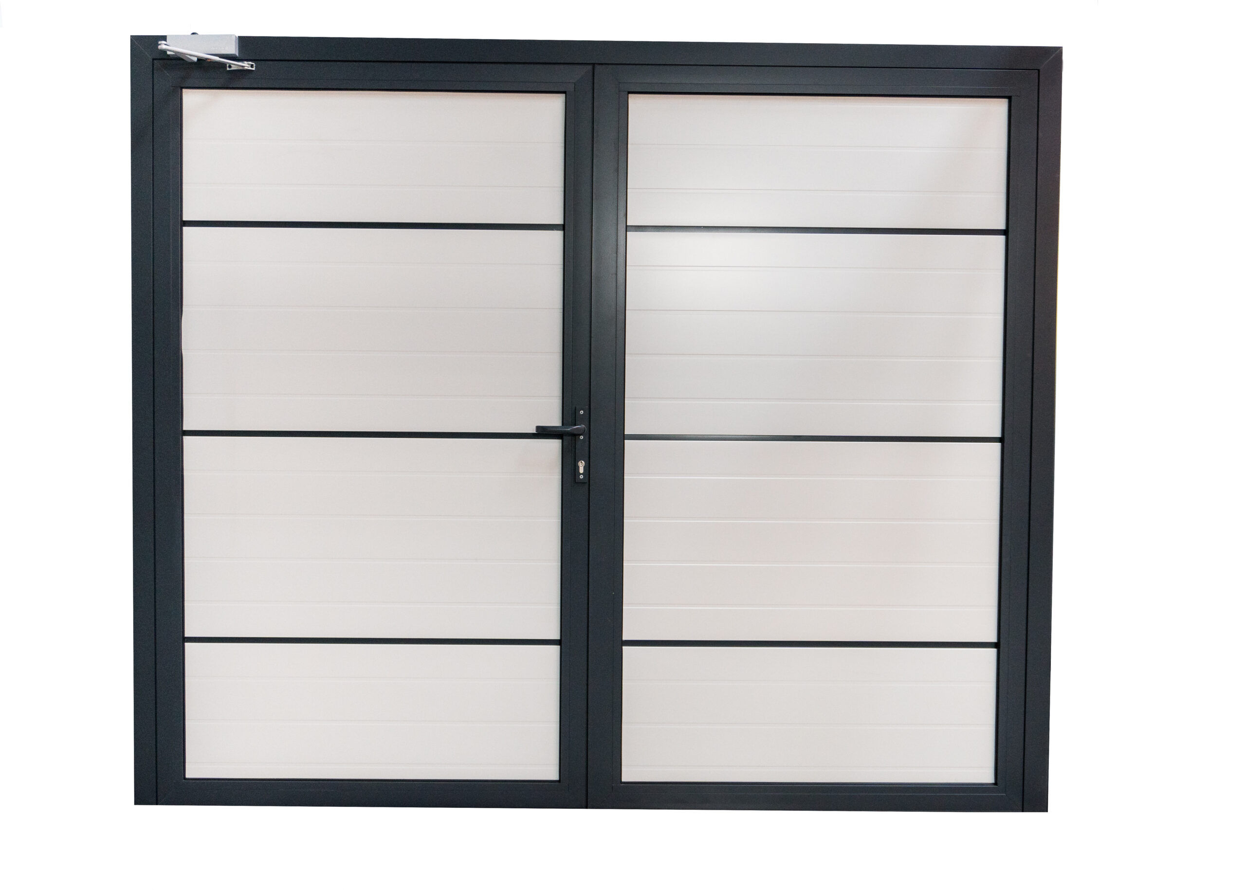 Zweiflügeltor Alu nach Maß aus ISO 40 Sektionaltor Sandwichpaneelen – Bild 2