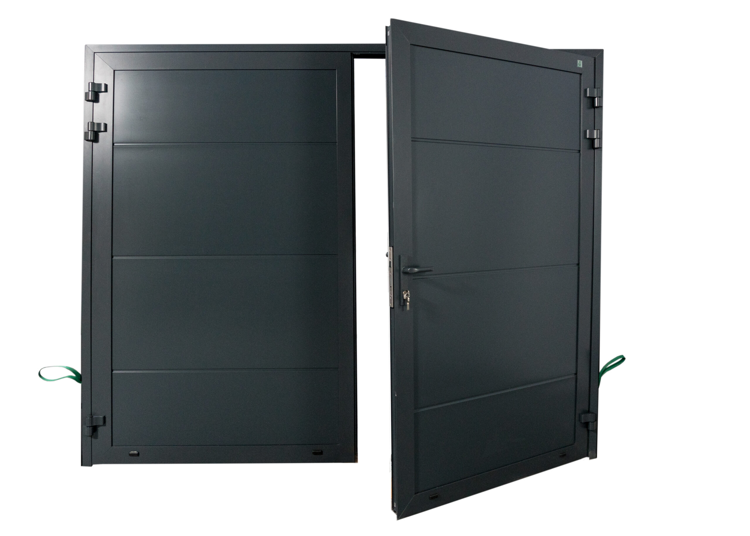 Zweiflügeltor Alu nach Maß aus ISO 40 Sektionaltor Sandwichpaneelen